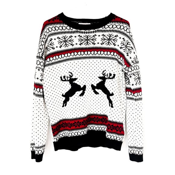 Vintage Sweaters - vintage christmas reindeer snowflake sweater L